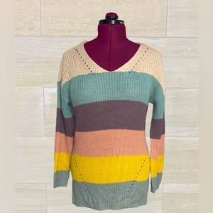 Full Circle Trends Color Block Knit Sweater